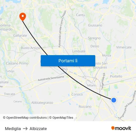 Mediglia to Albizzate map