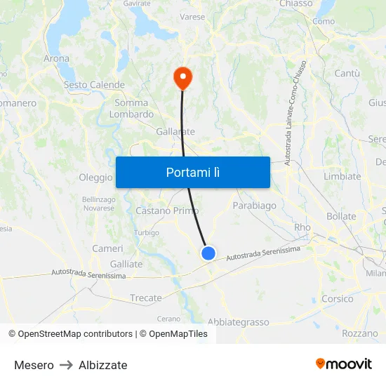Mesero to Albizzate map