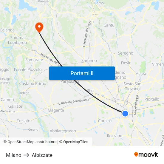 Milano to Albizzate map
