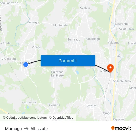 Mornago to Albizzate map