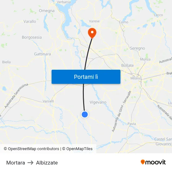 Mortara to Albizzate map