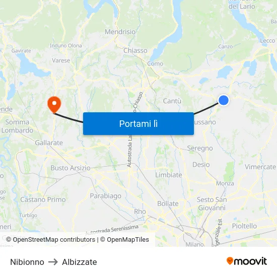 Nibionno to Albizzate map