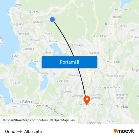 Orino to Albizzate map