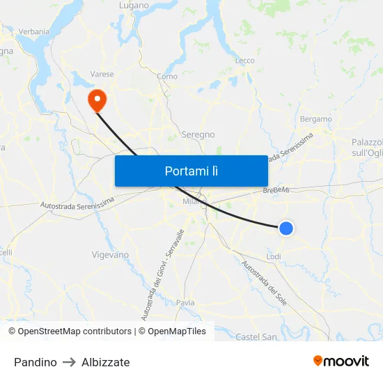 Pandino to Albizzate map