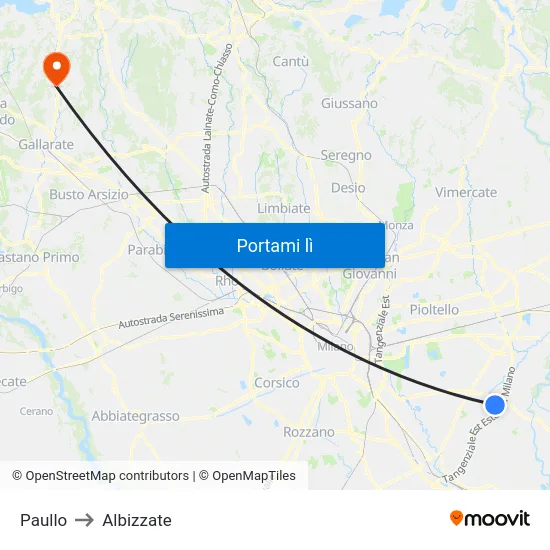 Paullo to Albizzate map