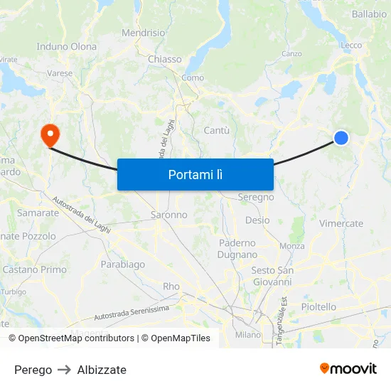 Perego to Albizzate map