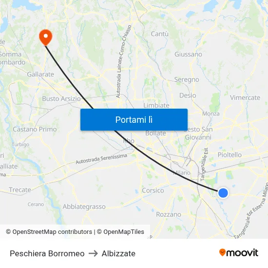 Peschiera Borromeo to Albizzate map