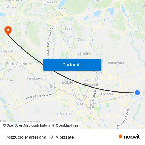 Pozzuolo Martesana to Albizzate map