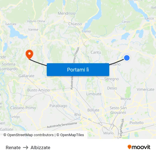 Renate to Albizzate map