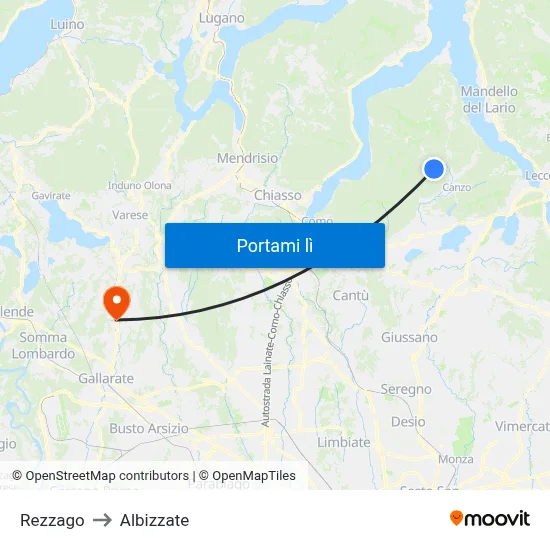 Rezzago to Albizzate map