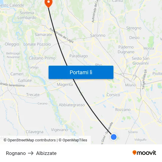Rognano to Albizzate map