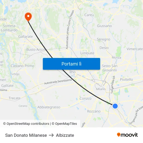 San Donato Milanese to Albizzate map