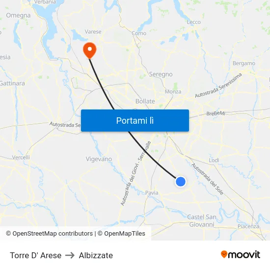 Torre D' Arese to Albizzate map