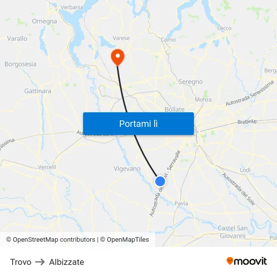 Trovo to Albizzate map