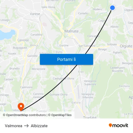 Valmorea to Albizzate map