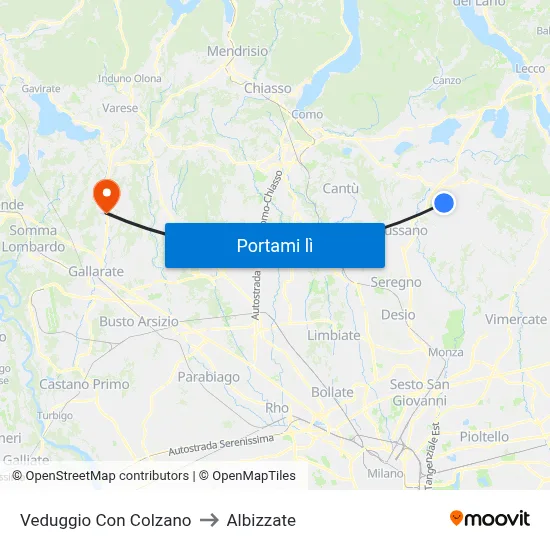 Veduggio Con Colzano to Albizzate map