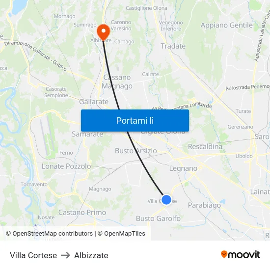 Villa Cortese to Albizzate map