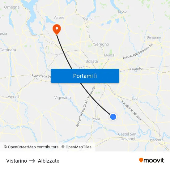 Vistarino to Albizzate map
