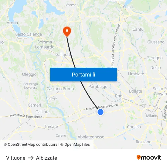 Vittuone to Albizzate map