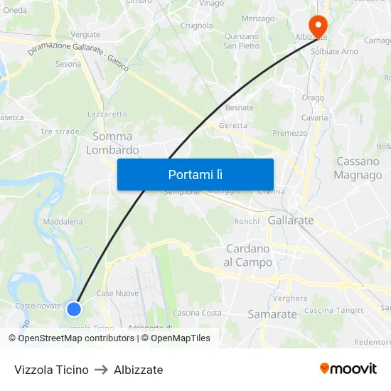Vizzola Ticino to Albizzate map