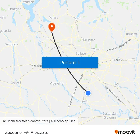 Zeccone to Albizzate map