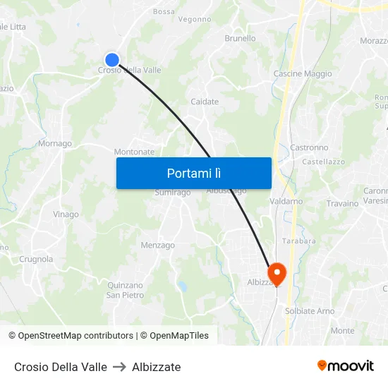 Crosio Della Valle to Albizzate map