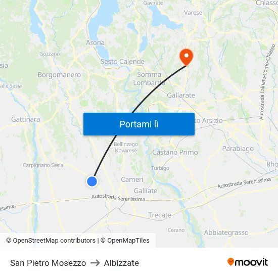 San Pietro Mosezzo to Albizzate map