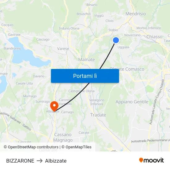 BIZZARONE to Albizzate map