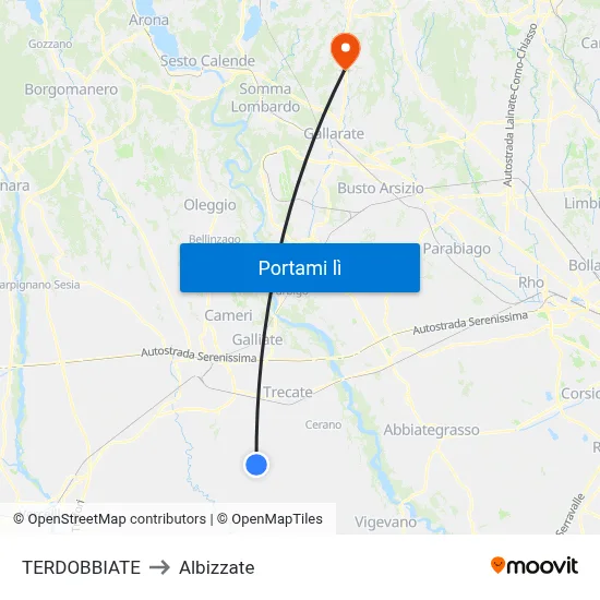 TERDOBBIATE to Albizzate map
