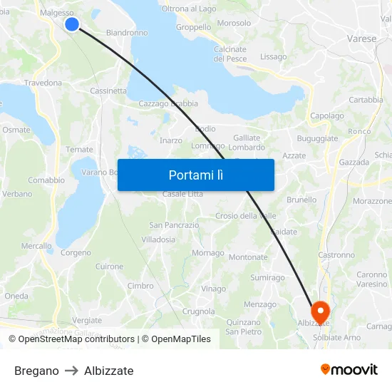 Bregano to Albizzate map