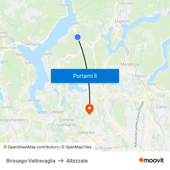 Brissago-Valtravaglia to Albizzate map