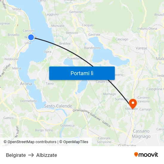 Belgirate to Albizzate map