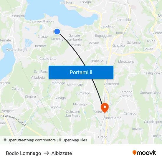 Bodio Lomnago to Albizzate map