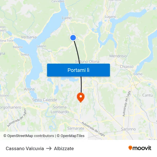 Cassano Valcuvia to Albizzate map