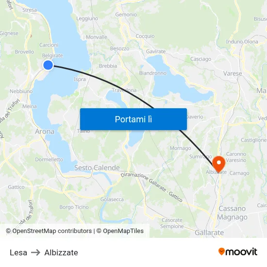 Lesa to Albizzate map