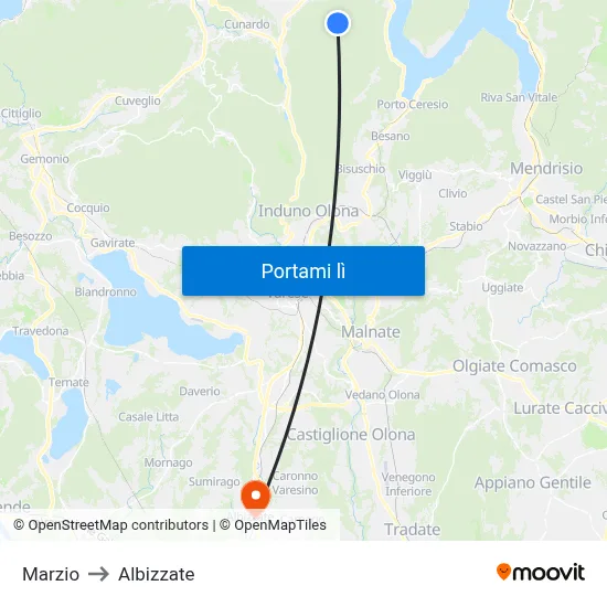 Marzio to Albizzate map