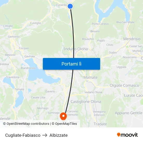 Cugliate-Fabiasco to Albizzate map