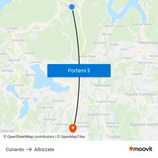 Cunardo to Albizzate map