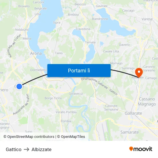 Gattico to Albizzate map