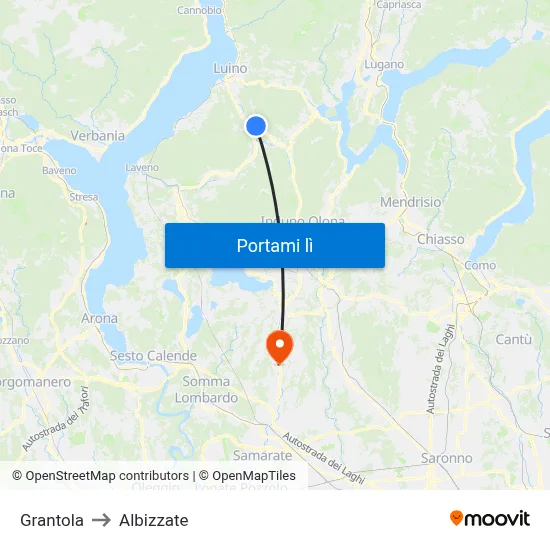 Grantola to Albizzate map