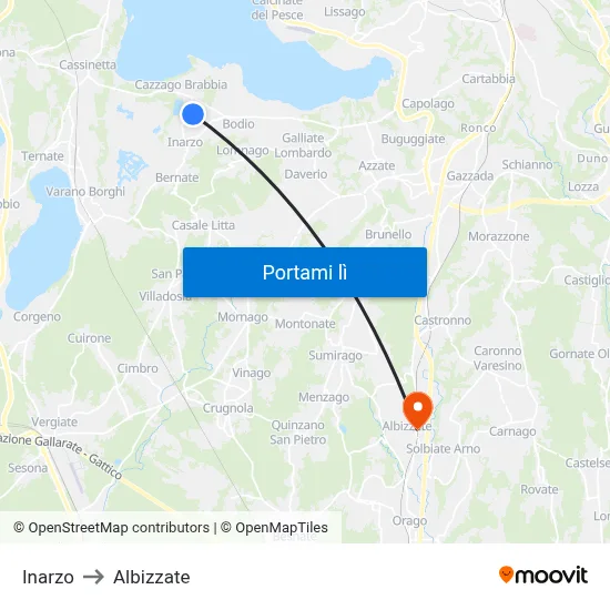 Inarzo to Albizzate map