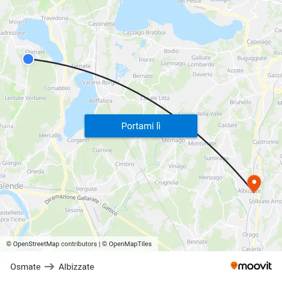 Osmate to Albizzate map