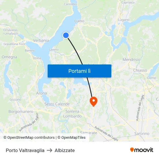 Porto Valtravaglia to Albizzate map