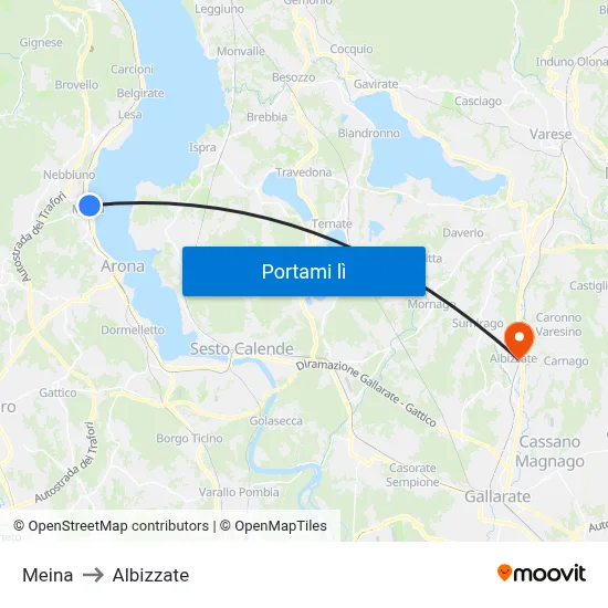 Meina to Albizzate map