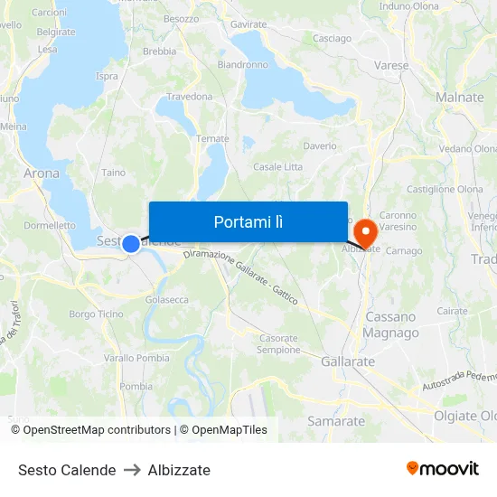 Sesto Calende to Albizzate map
