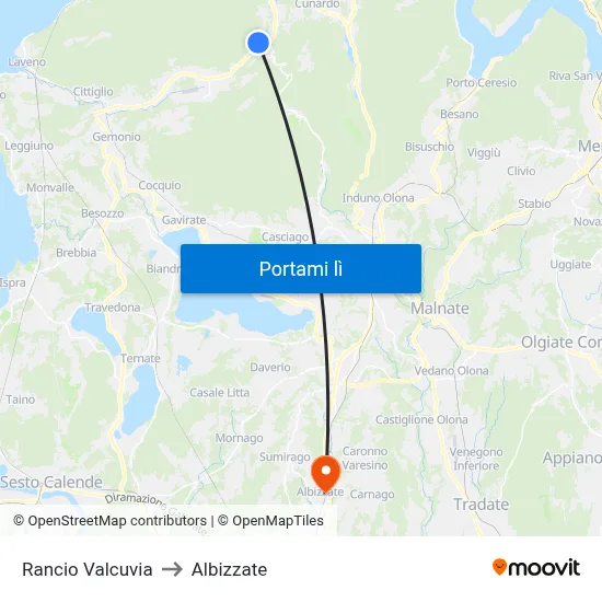 Rancio Valcuvia to Albizzate map