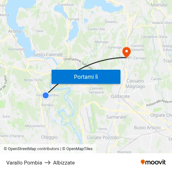 Varallo Pombia to Albizzate map