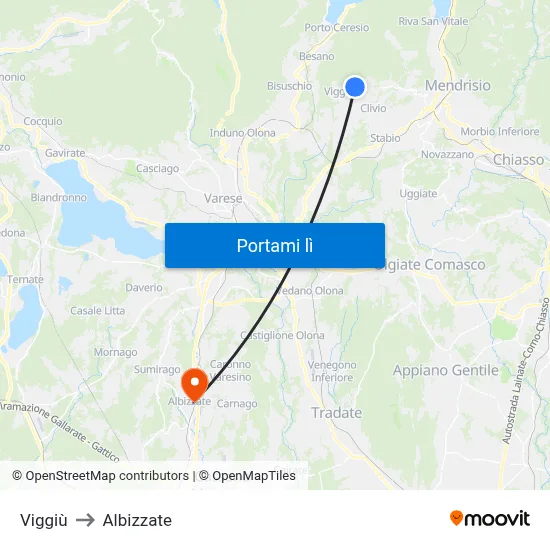 Viggiù to Albizzate map