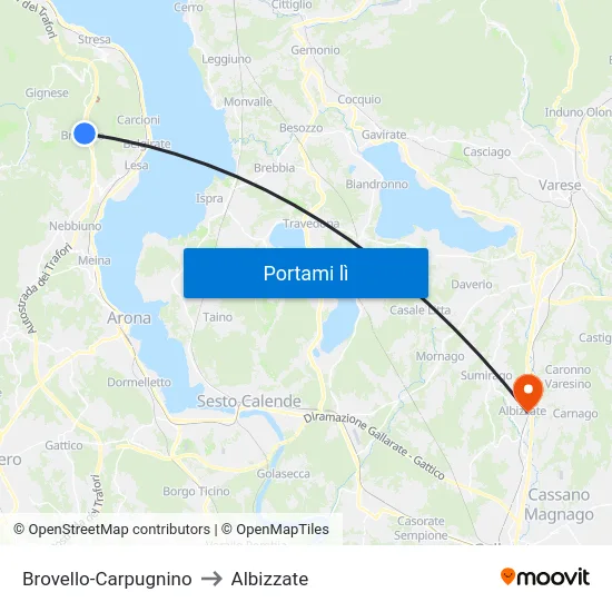 Brovello-Carpugnino to Albizzate map