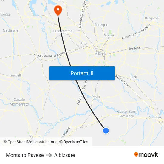 Montalto Pavese to Albizzate map